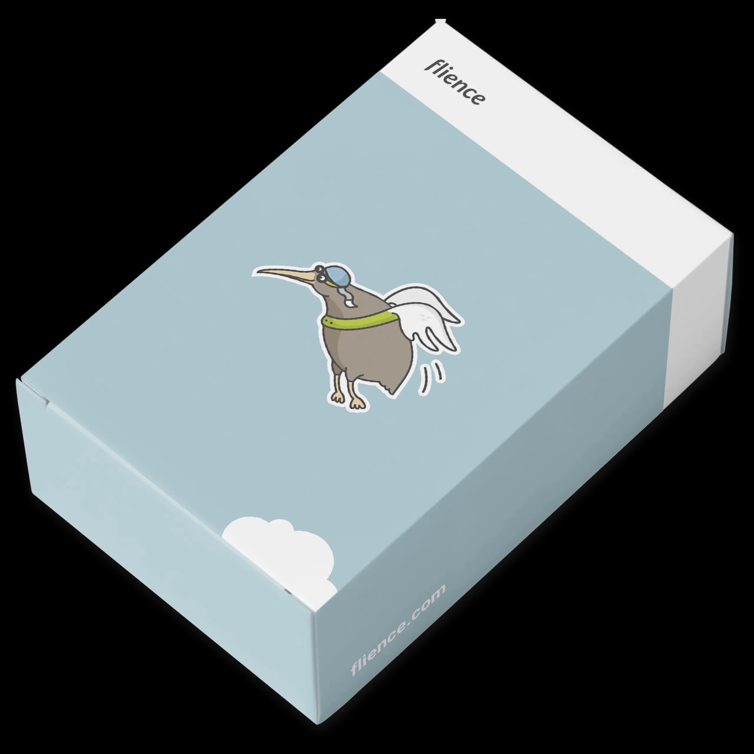 Box with the Flience language flashcards